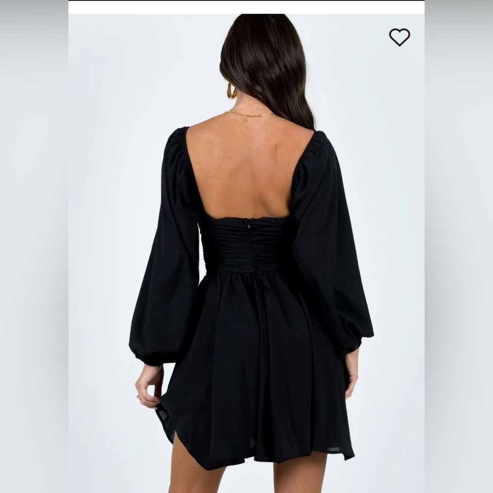 Women Princess Polly Barret Long AsymmetricaL SLEEVE MINI DRESS BLACK Size 8 - Picture 2 of 9